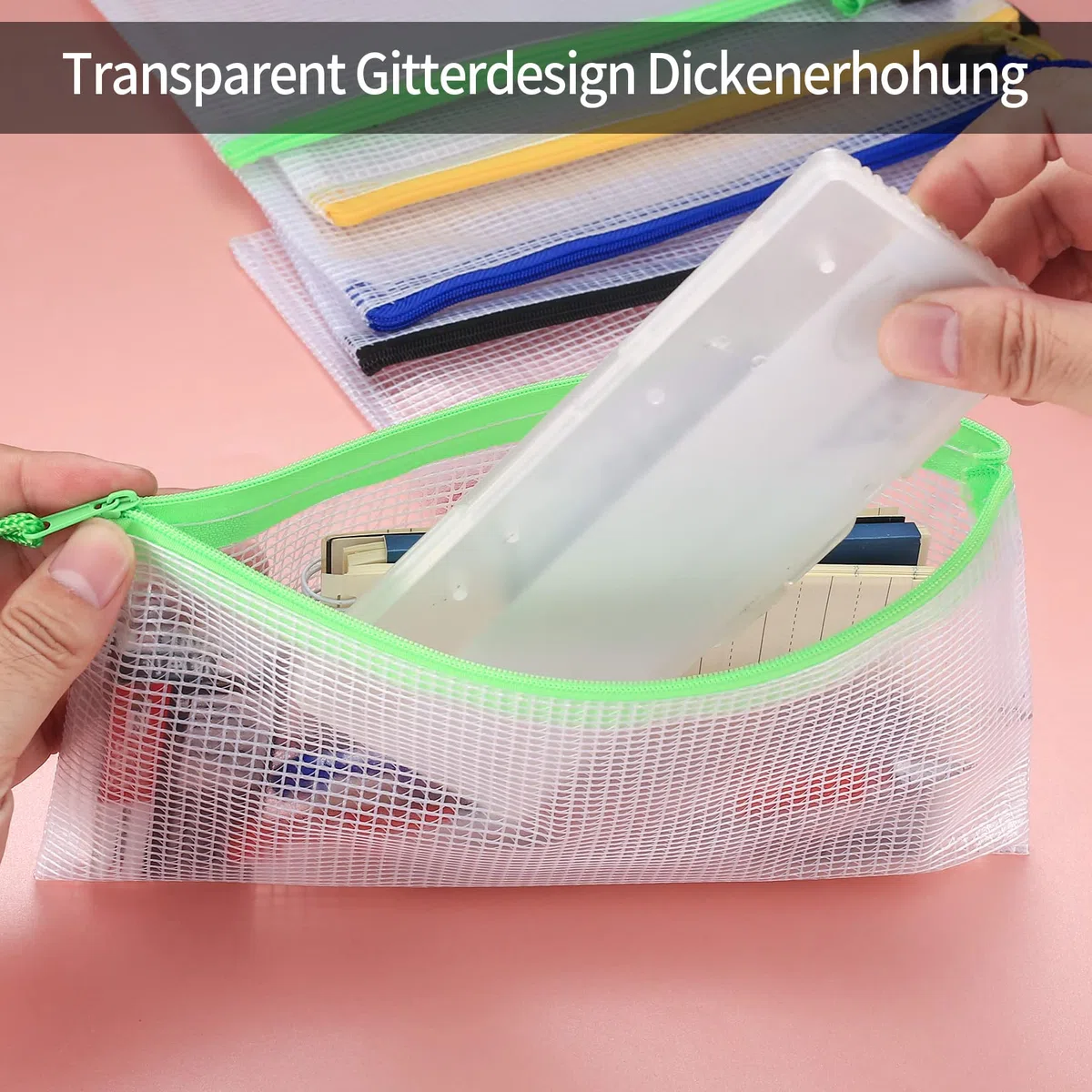 15 Pezzi A6 Borse di File, Cartelle Documenti Ufficio, Cartelline Plastica, Sacchetto di Zip Impermeabile Mesh Documento, Cerniera Busta Porta Documenti per Uffici Cosmetici Viaggio