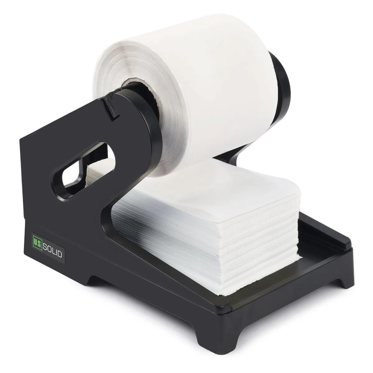U.S. Solid Porta etichette per rotoli e etichette di spedizione piegate a ventola, porta rotolo di etichette 2 in 1, funziona con stampante per etichette desktop