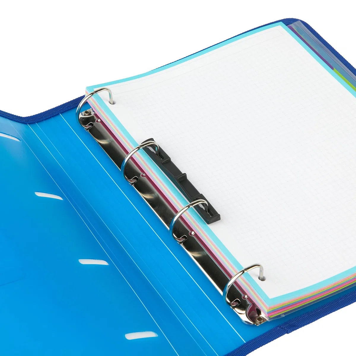 Grafoplás 88100030 Carpebook Multiline a 4 anelli fustellati con ricambio e divisori, A4, blu, polipropilene a righe, Carpebook Multiline