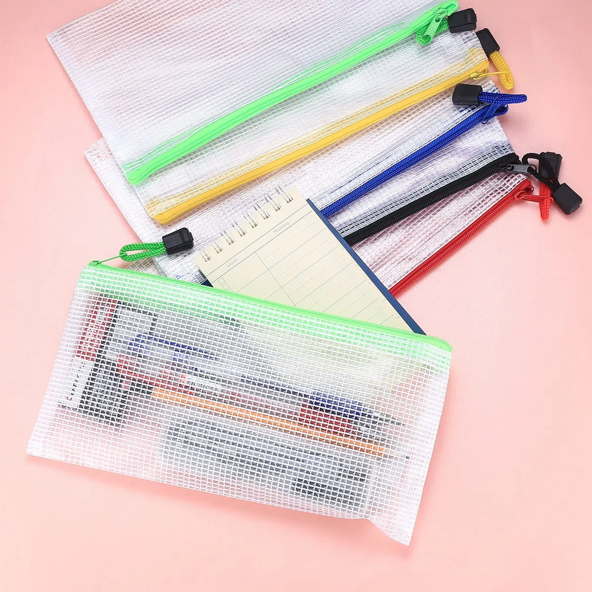 15 Pezzi A6 Borse di File, Cartelle Documenti Ufficio, Cartelline Plastica, Sacchetto di Zip Impermeabile Mesh Documento, Cerniera Busta Porta Documenti per Uffici Cosmetici Viaggio