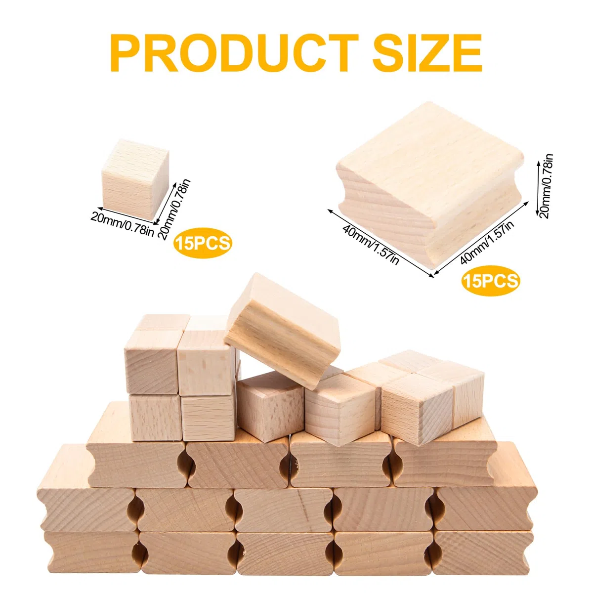 30 Pezzi Supporto per Timbri in Legno Duro 2/4cm con Gomma per Timbri per Fissare Il Timbro, Timbro Vuoti in Legno non Finito per fai da te, Artigianato
