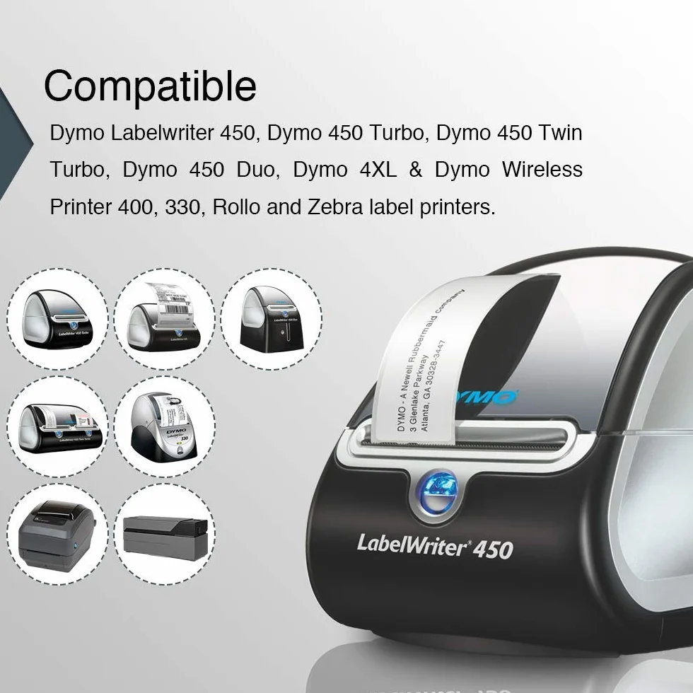 BETCKEY - 10 Rotoli 11352 Etichette Compatibile con DYMO S0722520, 25mm x 54mm, 5000 Etichette di Ritorno Grandi Utilizzo per LabelWriter 450 4XL NON per 550 o 5XL