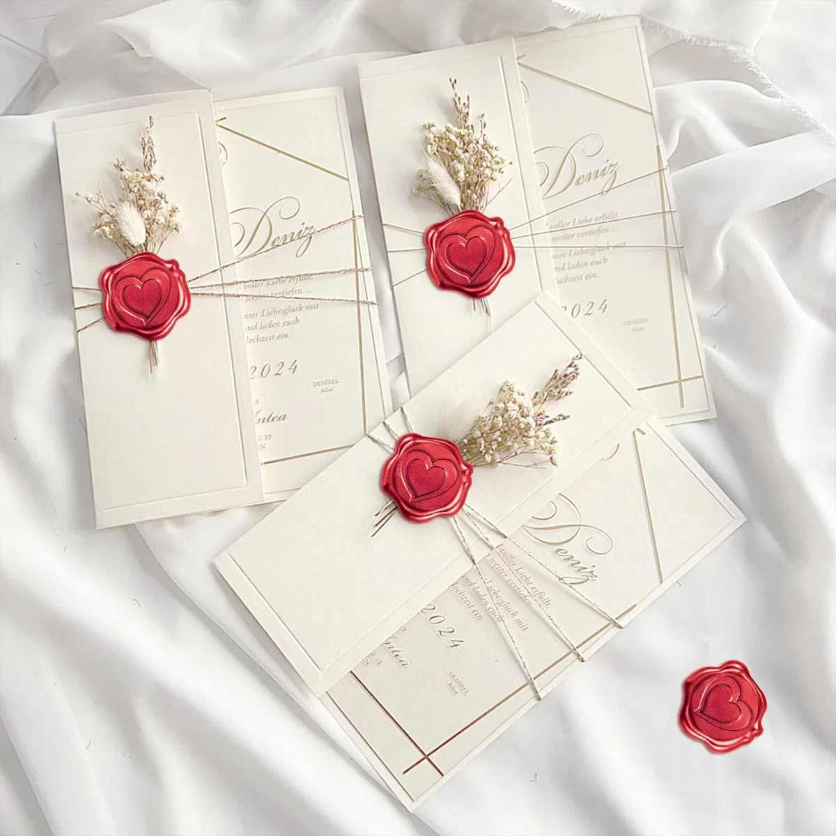 50 Pezzi Adesivi Ceralacca Rosso, Sigillo Ceralacca Adesivo, Cera Lacca Adesiva Rosso, Adesivi Vintage Per Lettera Busta Inviti Di Matrimonio Compleanno Natale (Cuore)