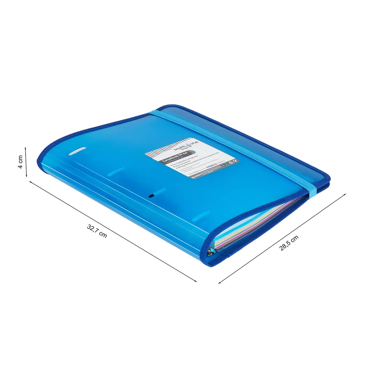 Grafoplás 88100030 Carpebook Multiline a 4 anelli fustellati con ricambio e divisori, A4, blu, polipropilene a righe, Carpebook Multiline