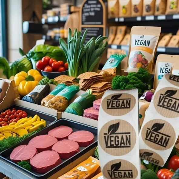 1000 etichette adesive Kraft per alimenti, 500 vegane e 500 senza glutine, rotolo da 22 mm, adesivi per prodotti vegani, senza glutine, pasticceria, imballaggi e negozi alimentari