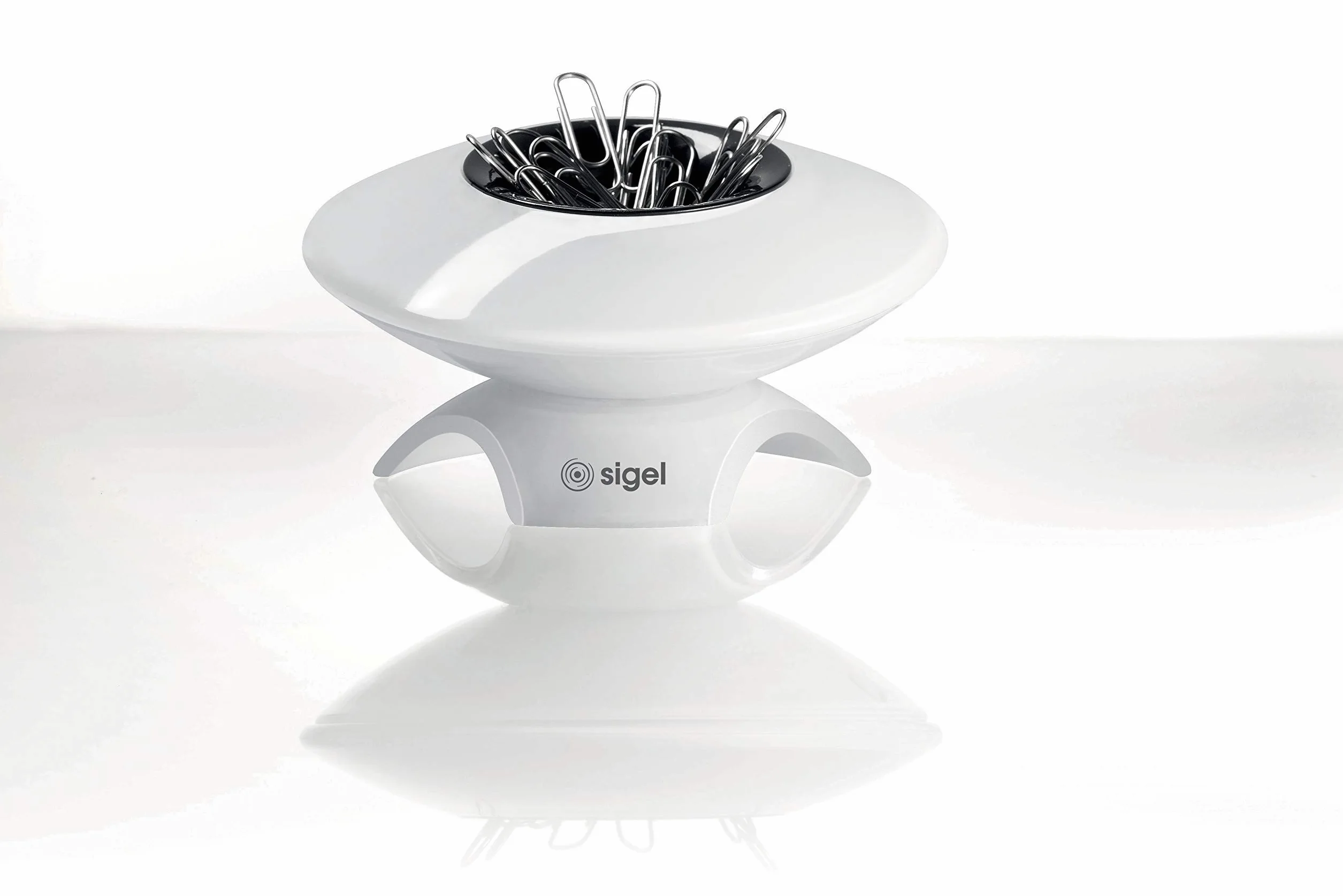 SIGEL SA101 Portafermagli Eyestyle magnetico, bianco/nero, incl. 50 fermagli da ufficio, 1 pz