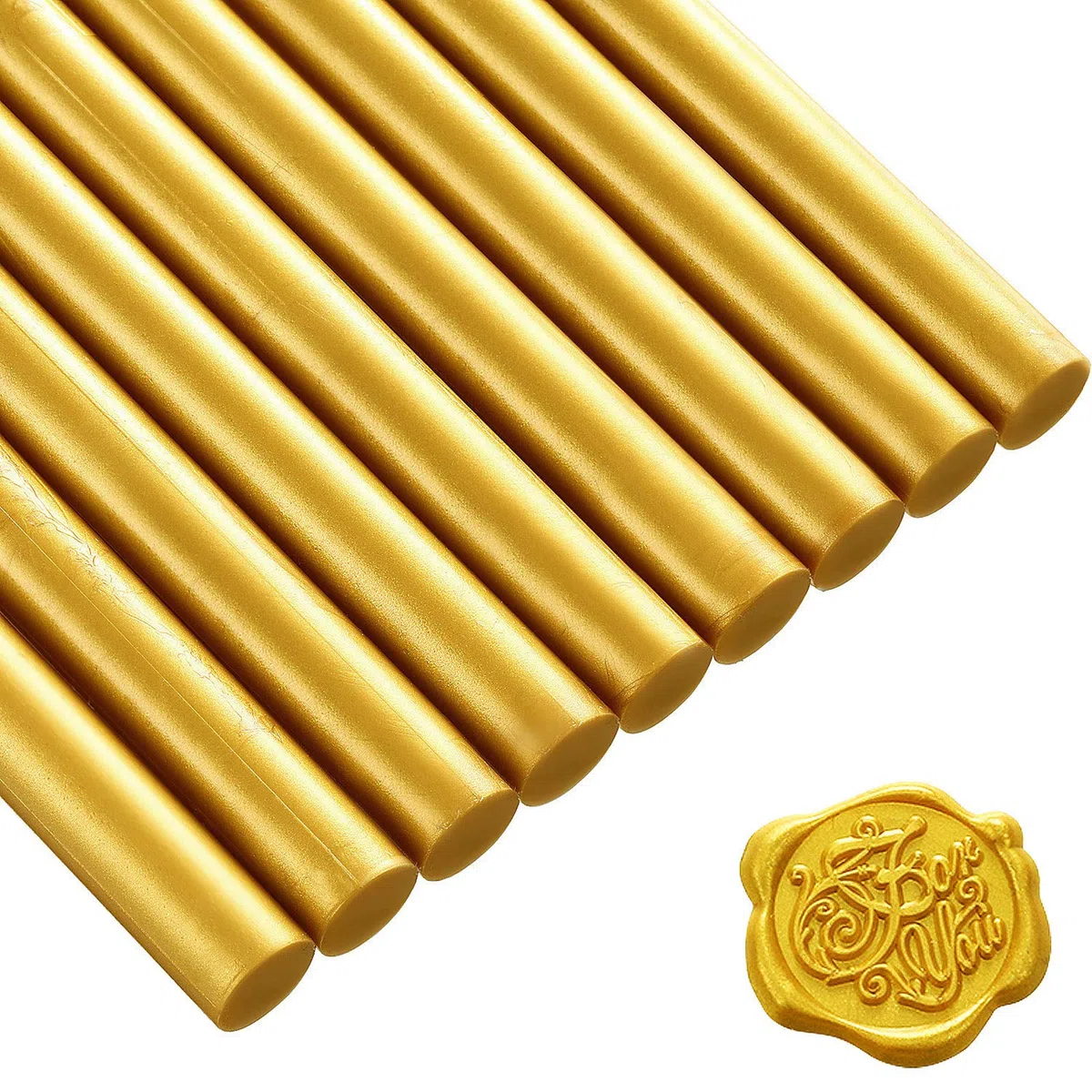 15 Pezzi Colla Pistola Sigillo Bastoncini di Cera per Retro Vintage Cera Sigillo Timbro e Lettera, Buon per Inviti di Nozze, Buste di Carte Mail di Lumaca Pacchetti di Vino (Oro)