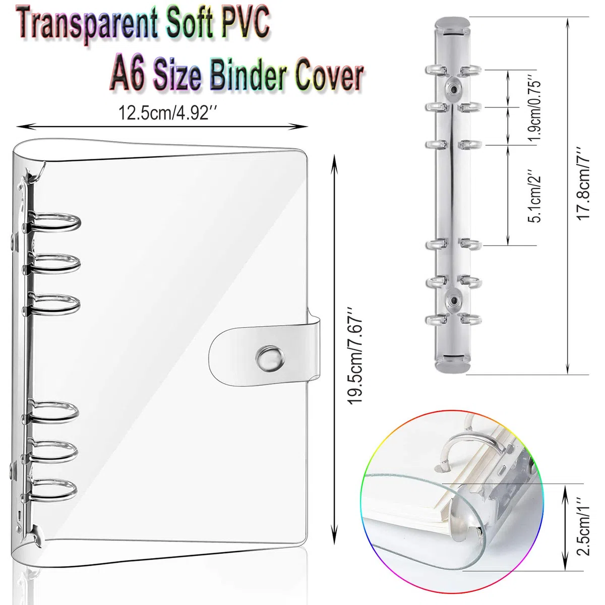 2 copertine per quaderni, formato A6, in PVC morbido e trasparente, ricaricabili, fogli sfusi (2 trasparenti)