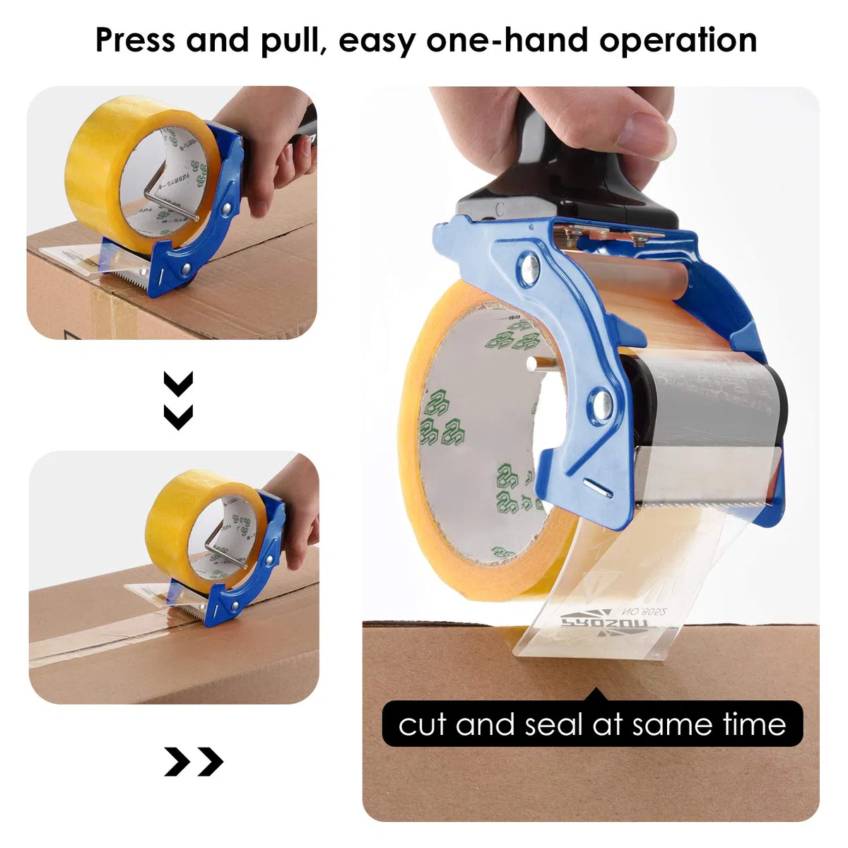 Dispenser Nastro Adesivo con Maniglia, 75 mm（3 pollici） Pistola a Nastro Ottimo per Imballaggio di Pacchi e Scatole in Cartone, Magazzino, Forniture per ufficio, Blu