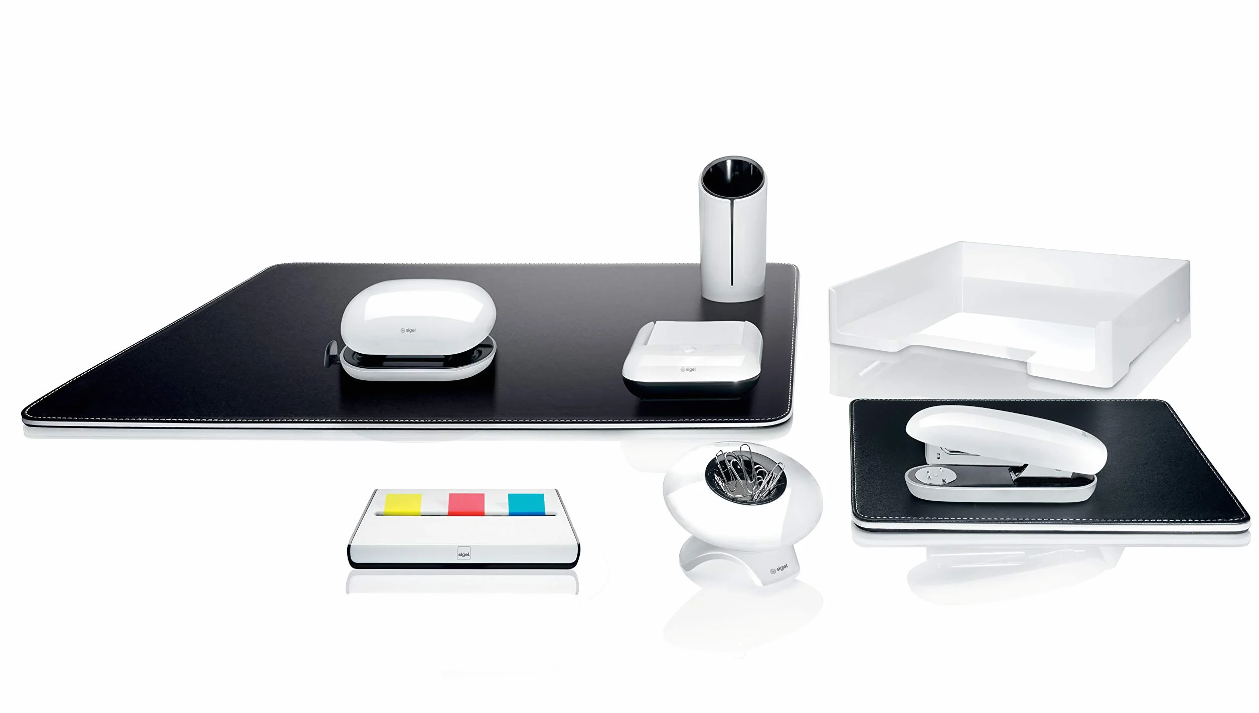 SIGEL SA101 Portafermagli Eyestyle magnetico, bianco/nero, incl. 50 fermagli da ufficio, 1 pz