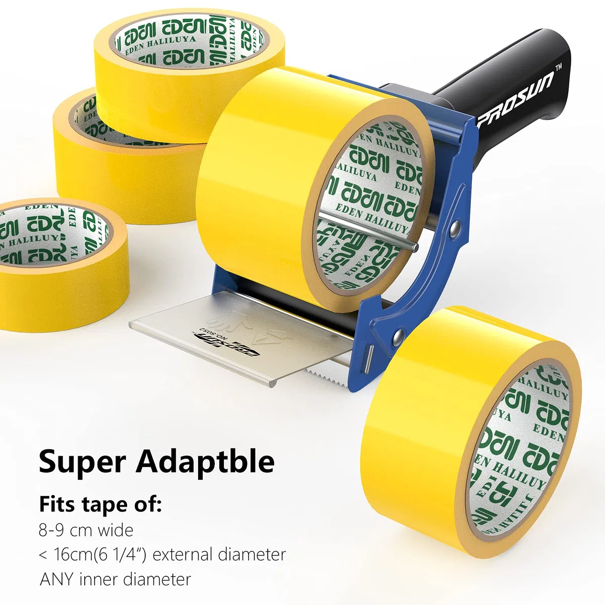 Dispenser Nastro Adesivo con Maniglia, 75 mm（3 pollici） Pistola a Nastro Ottimo per Imballaggio di Pacchi e Scatole in Cartone, Magazzino, Forniture per ufficio, Blu
