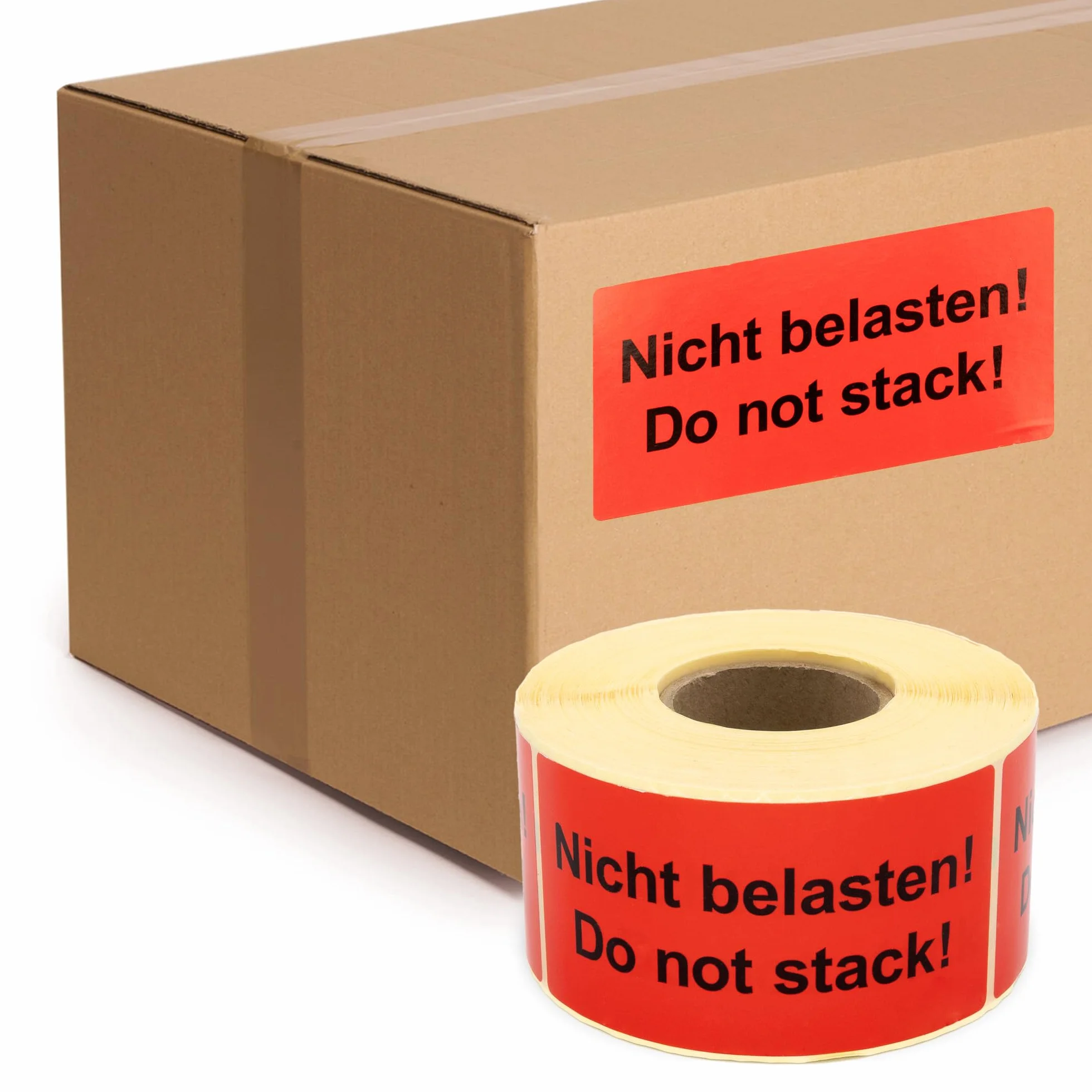 Etichette di avvertimento su rotolo, 100 x 50 mm, 500 pezzi, non appesantire. Do not stack! – Adesivi per spedizione, carta autoadesiva, colore rosso chiaro, forte aderenza, istruzioni per