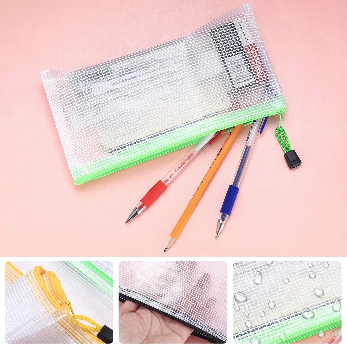 15 Pezzi A6 Borse di File, Cartelle Documenti Ufficio, Cartelline Plastica, Sacchetto di Zip Impermeabile Mesh Documento, Cerniera Busta Porta Documenti per Uffici Cosmetici Viaggio