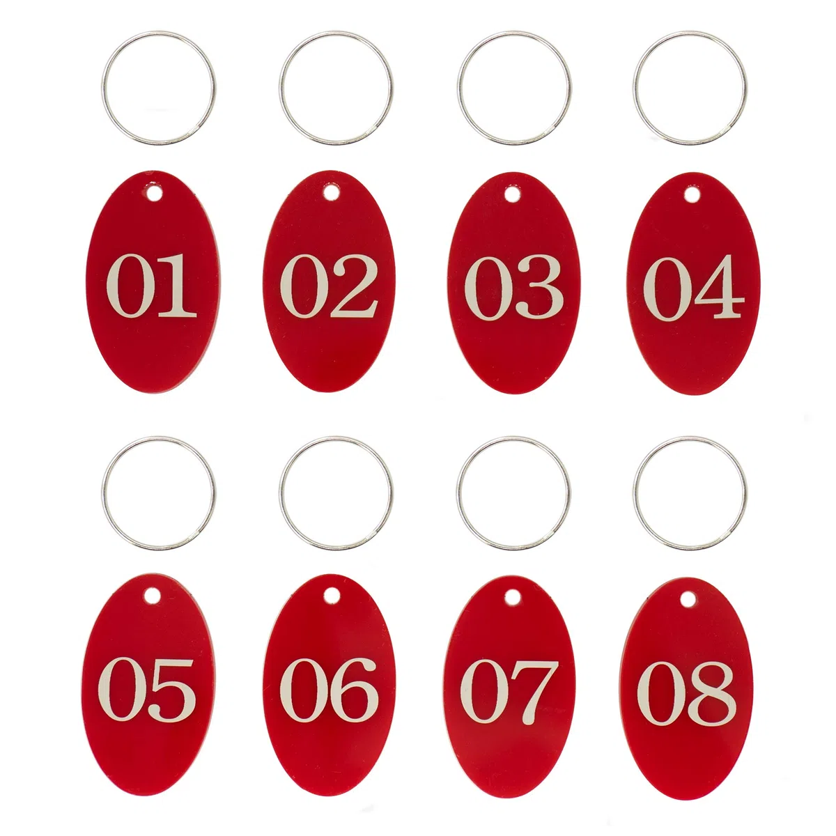 Portachiavi numerati con etichette acriliche, (rosso, 01-25)