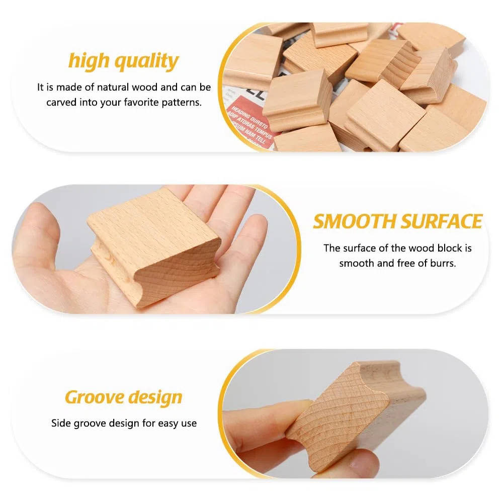 30 Pezzi Supporto in Legno per Timbro Vuoti 40x40mm Timbro in Legno Duro Vuoto Blocchi di legno Quadrati per Timbri per Gomma per Timbri fai da te, Artigianato