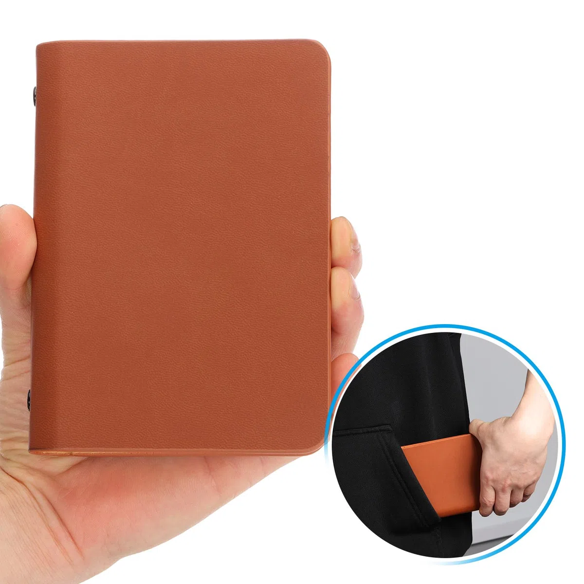 PATIKIL 6 Anelli Copertina Binder, A7 Taccuino In Pelle Mini Ricaricabile Con 50 Fogli A Righe, Planner Personale, Marrone