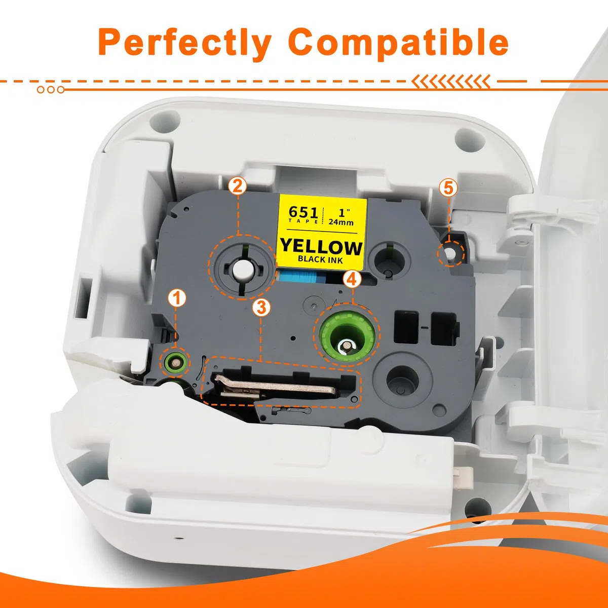 Labelwell Nastro per Etichette Compatibile per Brother TZe-651 TZe651 TZ651 24mm Laminato Tape Nero su Giallo per Brother Ptouch PT-E500VP PT-P900W PT-P950NW PTD600 PT-P750W PT-H500LI PT-2430PC, 3Pz