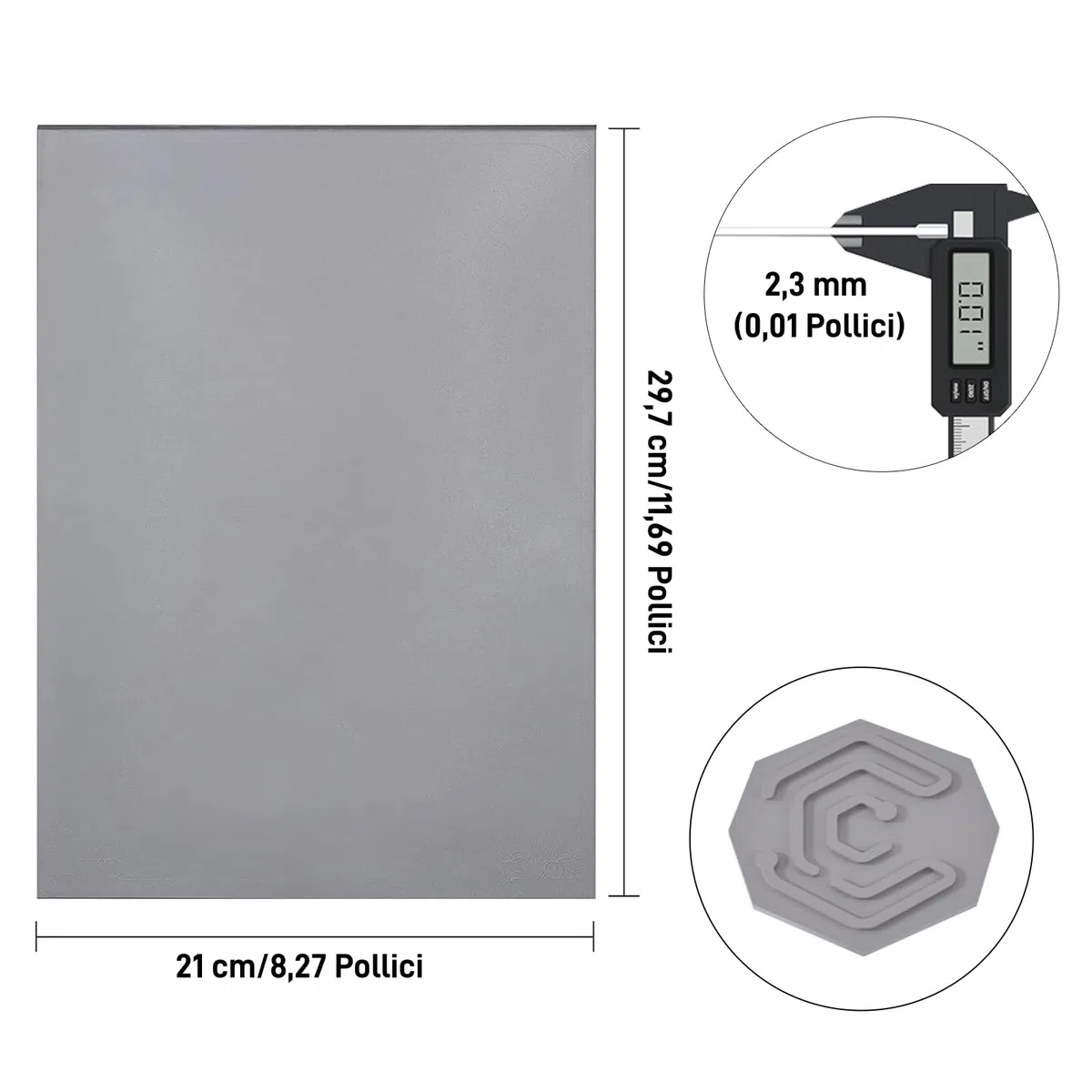 2 Fogli Foglio per Timbri in Gomma per Incisione Laser, A4 31 * 22CM Gomma Grigia Cuscinetto Morbido per Inchiostro per Timbri, Blocchi per Intaglio Artigianale Fatti a Mano Spessi 2,3 mm