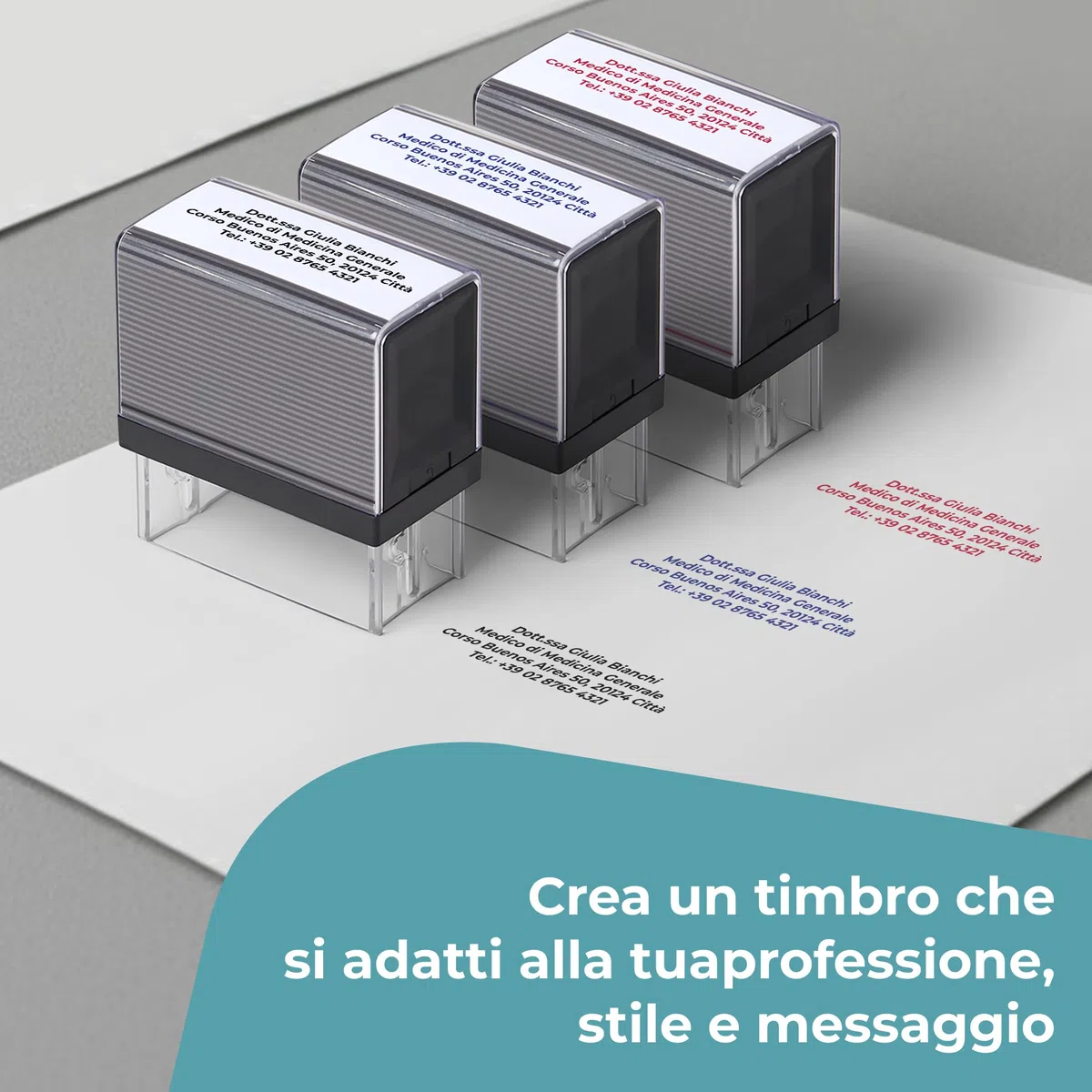 Cimpress Timbro Auto-Inchiostrante Personalizzato con Testo, per Nome, Indirizzo o Azienda, 5,7 x 2,1 cm, Inchiostro Nero, Ideale per Documenti, Fatture e Ufficio