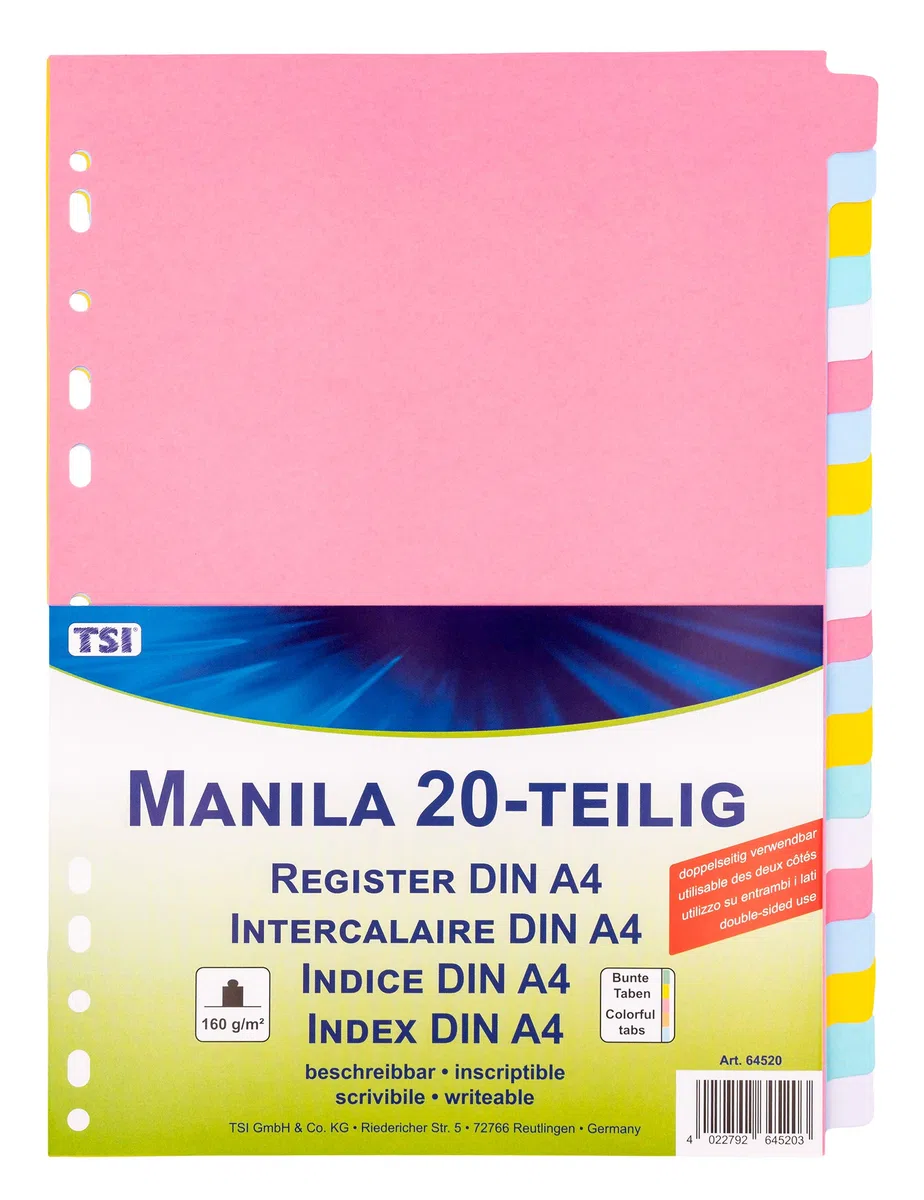 TSI 64520 registro in cartoncino Manila indice 20
