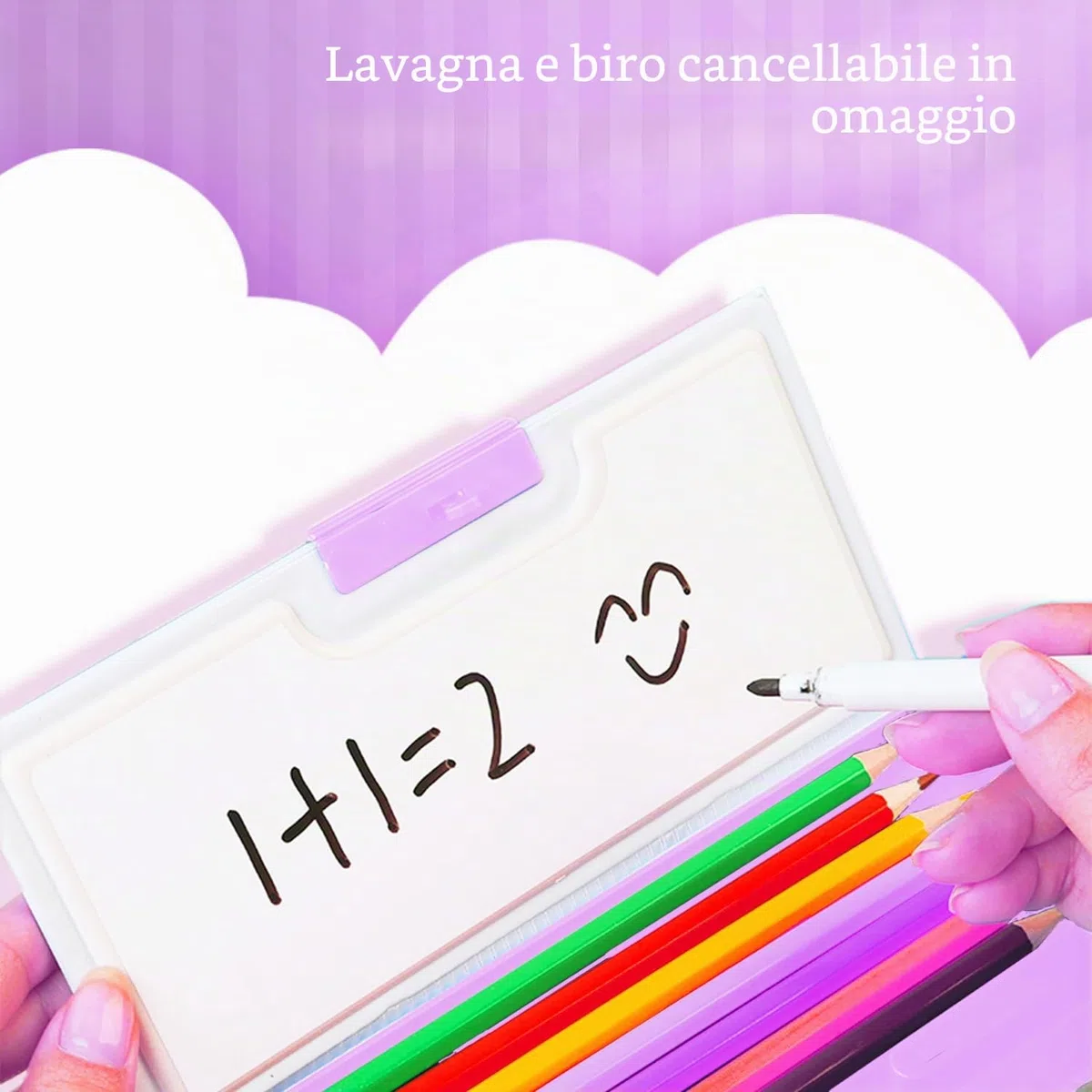 Astuccio multifunzione pieghevole per bambine e bambini, grazioso organizer per penne, personaggi dei cartoni, (solo il rosa ha la serratura), temperamatite, orario, lavagna bianca,