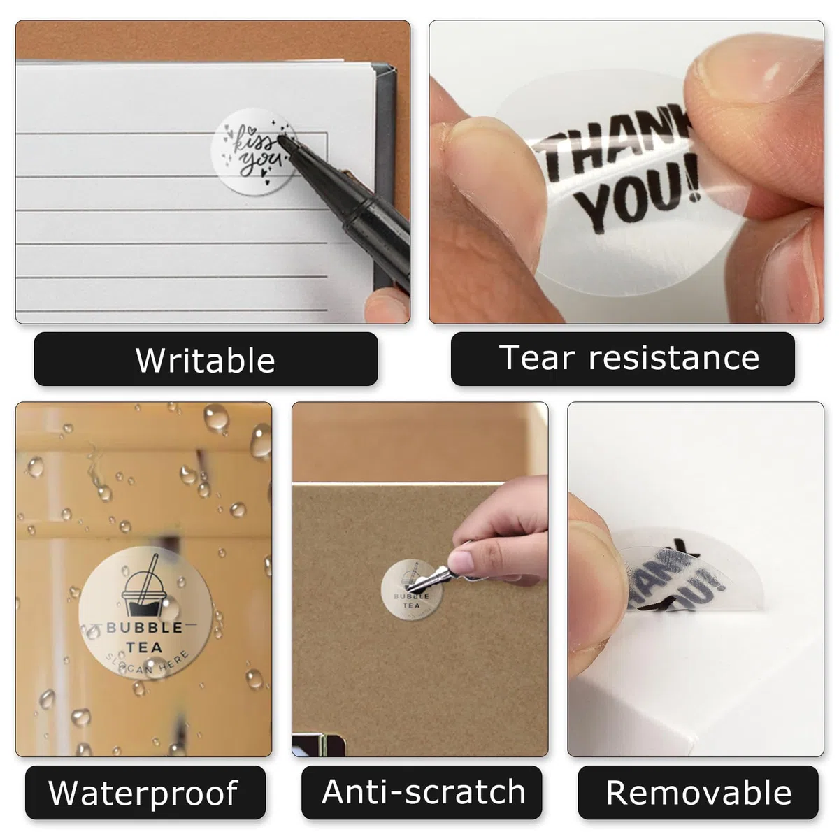 Etichette Termiche Rotonde Autoadesive 25 mm Vinile Trasparente Adesivi Colori Tondi Rimovibili Stampabili Impermeabili per Logo Codice a Barre QR inventario 500 pezzi per Rotolo