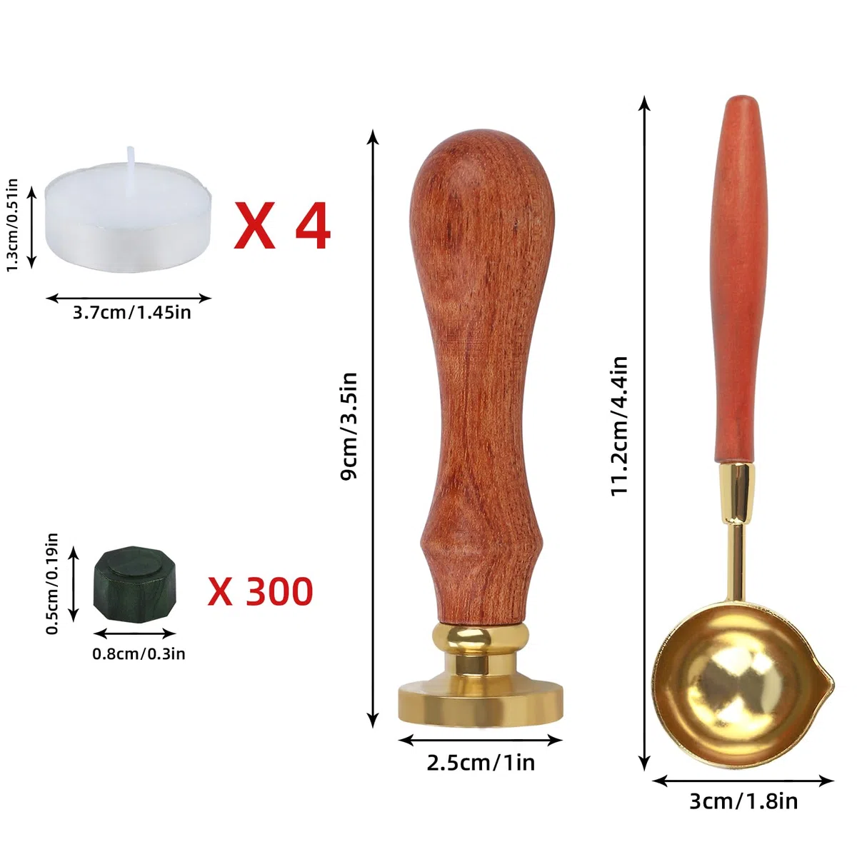 Kit Ceralacca Vintage - Timbro Cuore (Amore, Verde Scuro) - 300 Pezzi per Buste, Inviti, Biglietti, Regali e Timbri