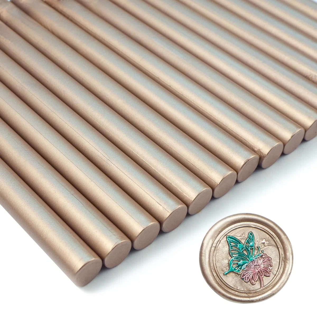 Stick per sigillo di cera,Tomgenrine 15 pezzi Pistola di colla Sigillo di cera bastoni, per lettera biglietti d'auguri vino sigillare mestieri rendendo inviti di nozze e di partito(Champagne Gold）