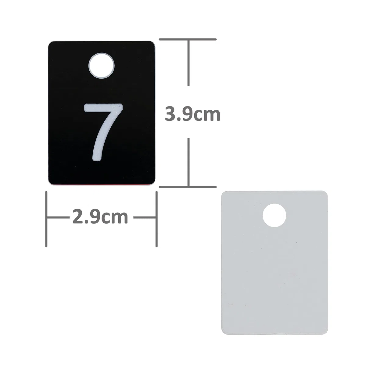 Targhette portachiavi rettangolari numerate, in plastica ABS, numerate, con foro (1-50, nero)