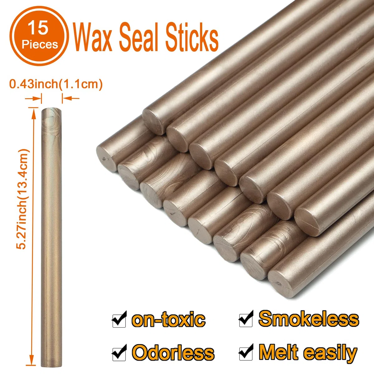 Stick per sigillo di cera,Tomgenrine 15 pezzi Pistola di colla Sigillo di cera bastoni, per lettera biglietti d'auguri vino sigillare mestieri rendendo inviti di nozze e di partito(Champagne Gold）