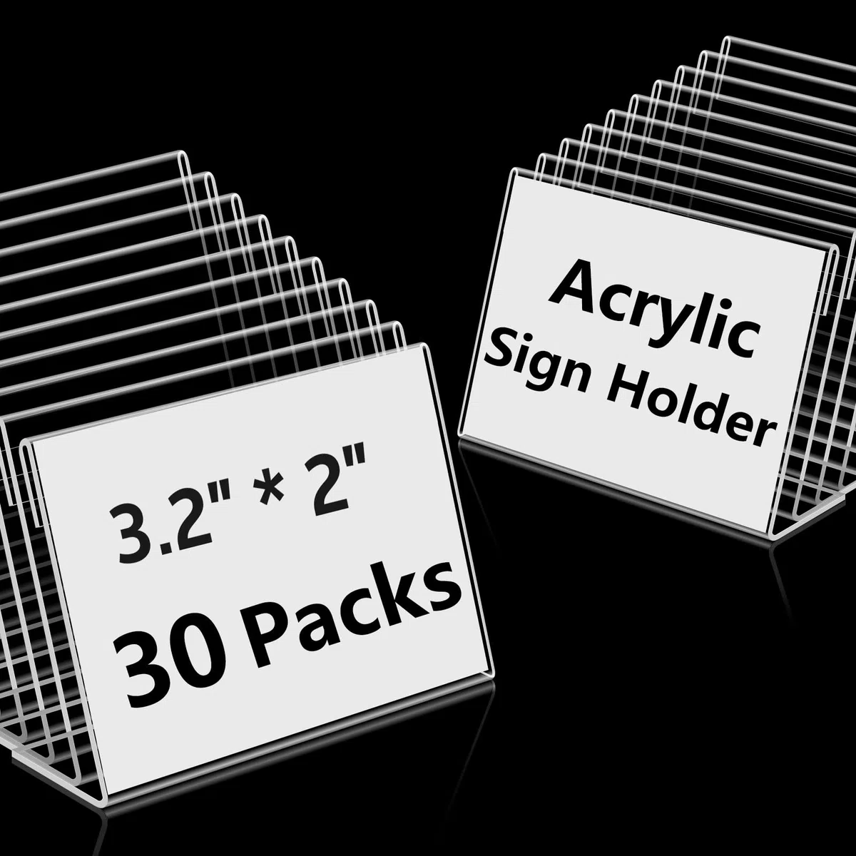 30 Pezzi Porta Cartelli in Acrilico, 8 x 5 cm Porta Etichette in Acrilico Trasparente, Portanome da Tavolo per Scaffali, Panetterie, Negozi di Alimentari
