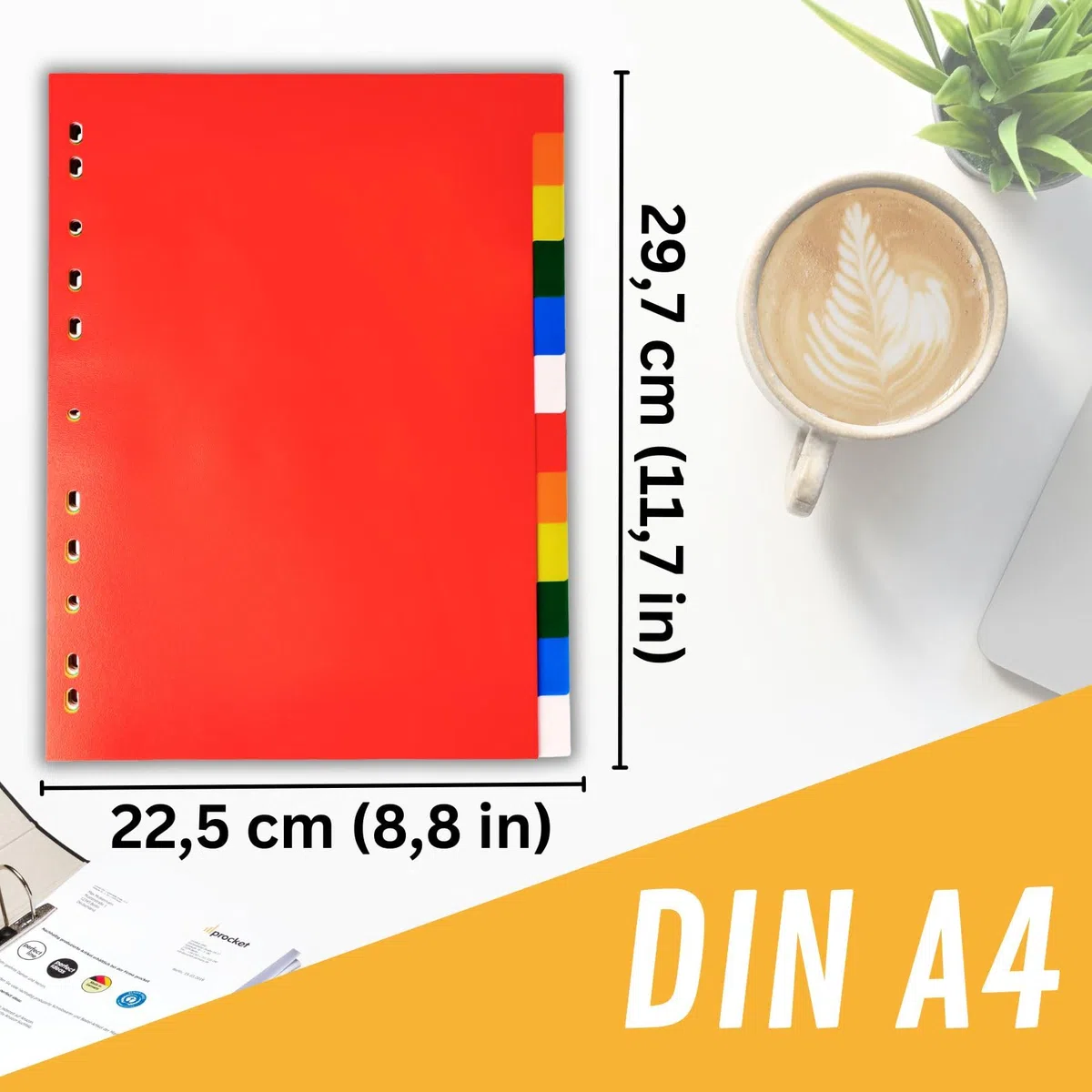 perfect line Divisori raccoglitori ad anelli DIN-A4, Plastica, PP, 12 pezzi, set da 5, separatori raccoglitore ad anelli A4, MADE IN GERMANY