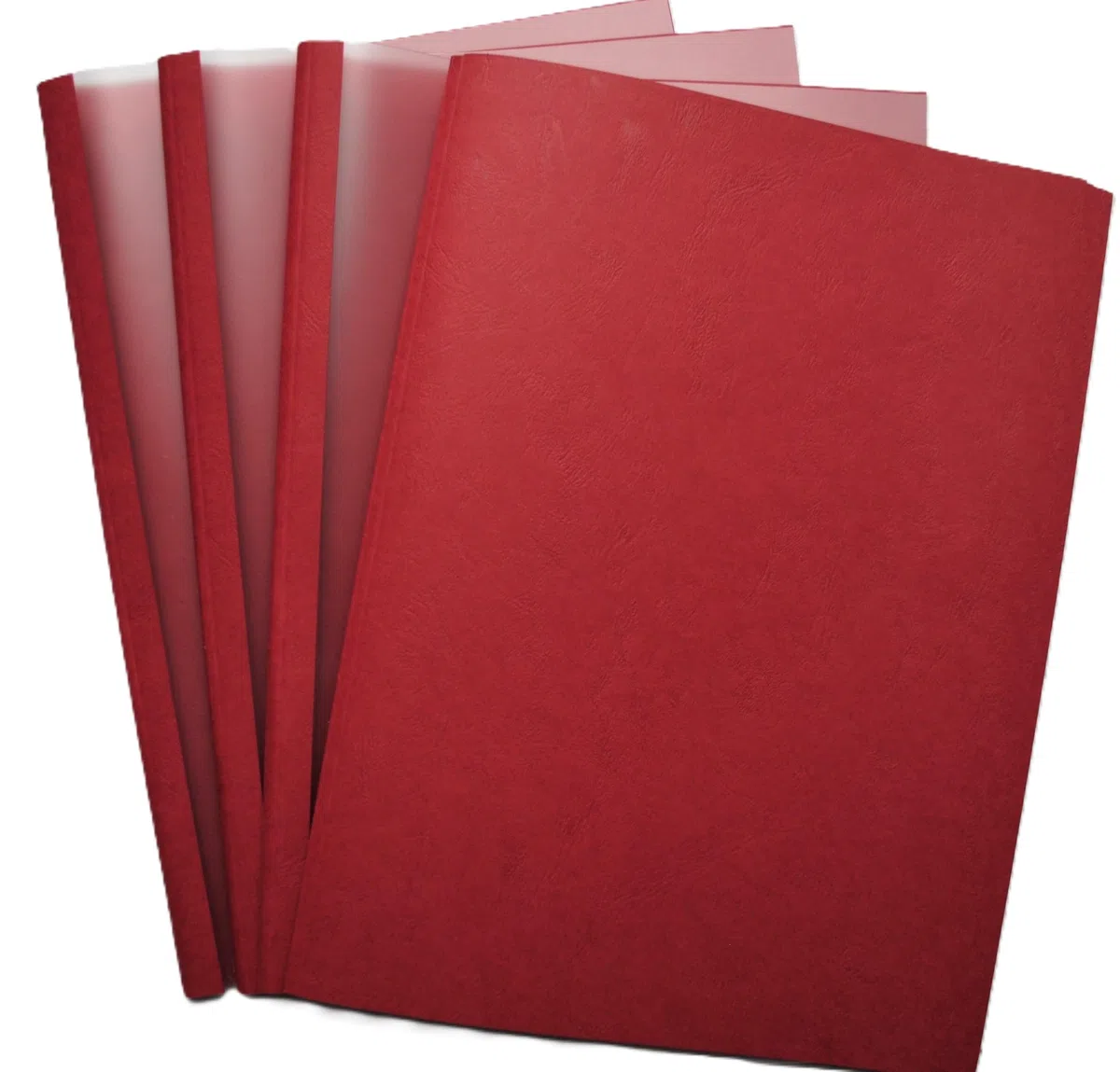 Thermocover - Cartellina per rilegatura termica, formato DIN A4, struttura in pelle, colore vinaccia/trasparente, satinata, 50 pezzi (4,0 mm = 31-40 fogli)