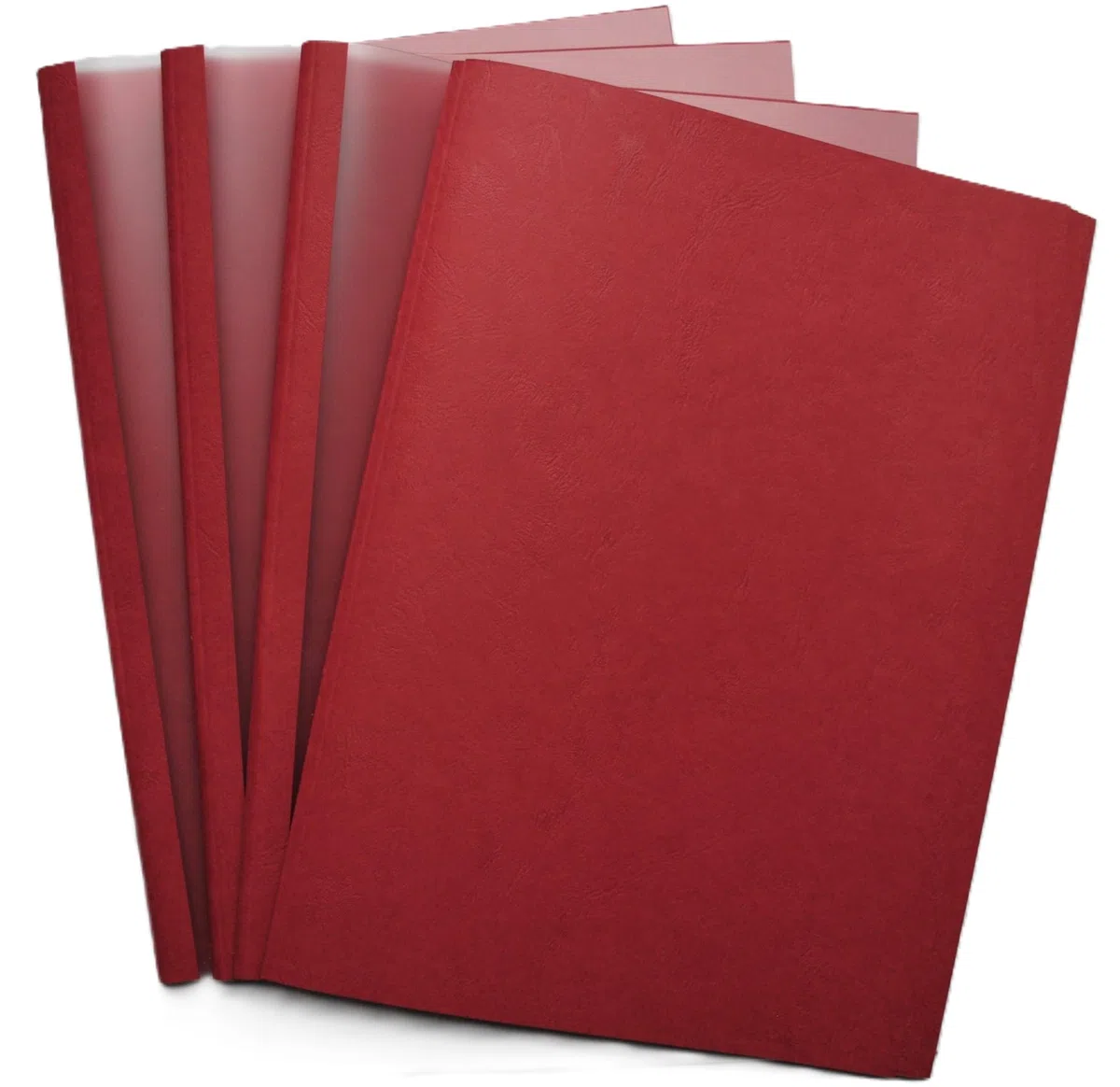 Thermocover - Cartellina per rilegatura termica, formato DIN A4, struttura in pelle, colore vinaccia/trasparente, satinata, 50 pezzi (4,0 mm = 31-40 fogli)