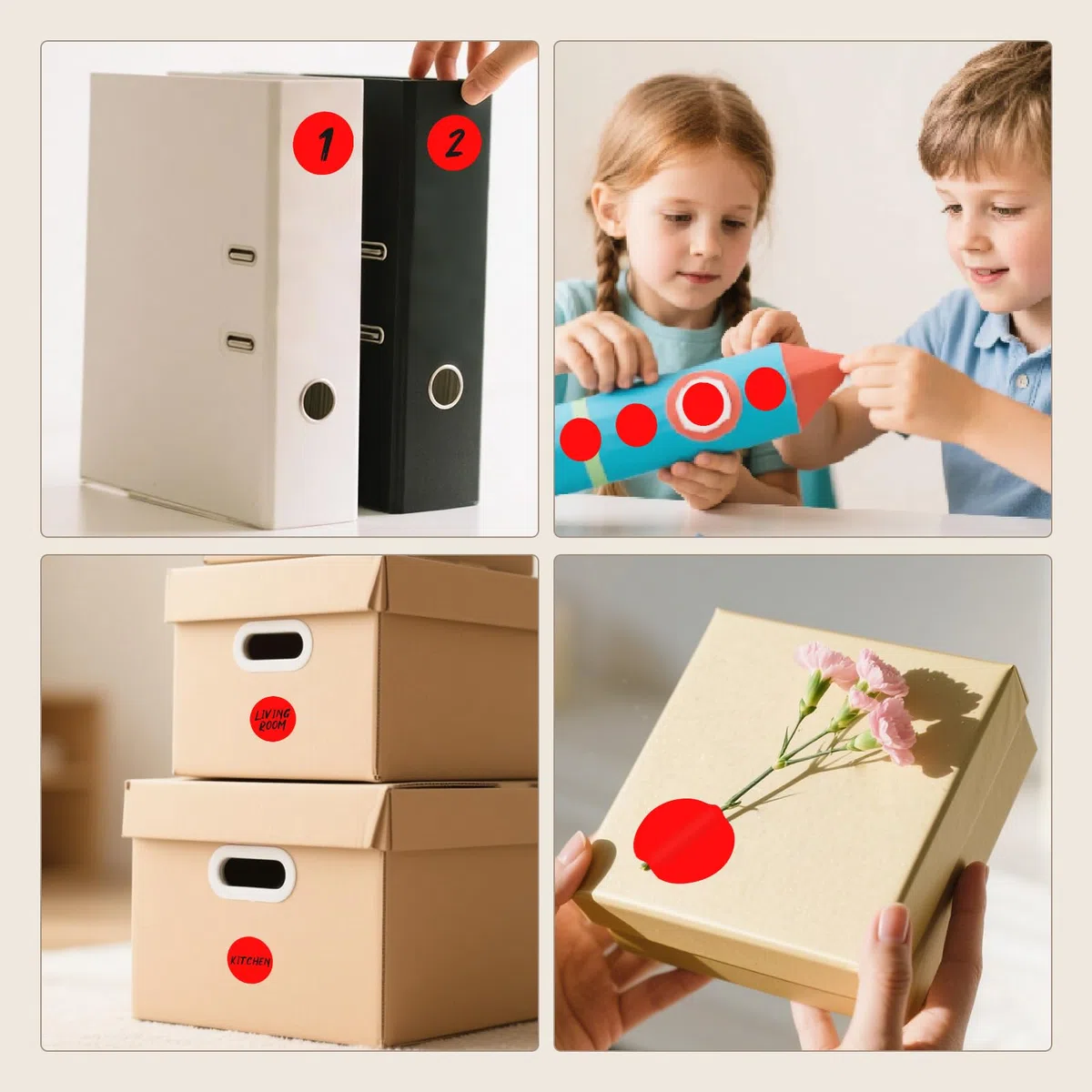 Rotoli di Adesivi Circolari Rossi da 1,5 Pollici 1000 Pezzi, Etichette Autoadesive in Vinile per Codifica a Colori, Scrivibili e Impermeabili per Ufficio, Scuola, Casa e Vendita Commerciale