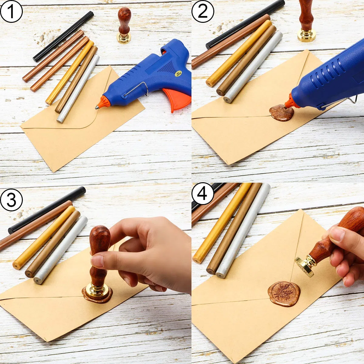 15 Pezzi Colla Pistola Sigillo Bastoncini di Cera per Retro Vintage Cera Sigillo Timbro e Lettera, Buon per Inviti di Nozze, Buste di Carte Mail di Lumaca Pacchetti di Vino (Oro)