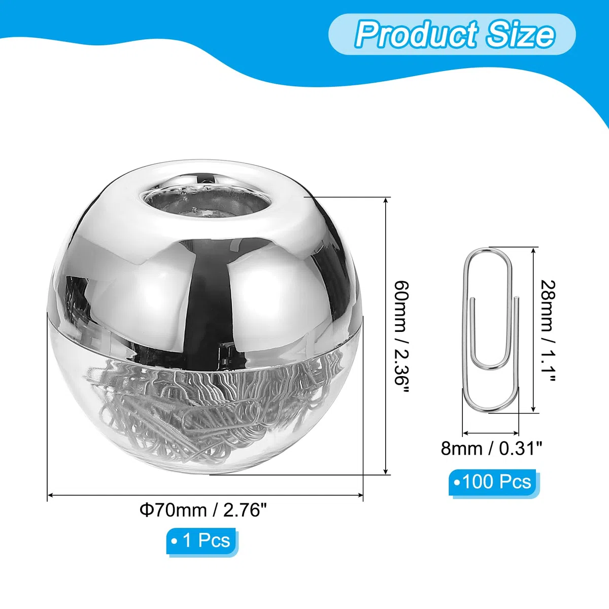 PATIKIL Porta Graffette magnetica Dispenser, Grande Capacità Porta Graffette Rotondo con 100 Graffette per Articoli da Scrivania, Ufficio, Argento