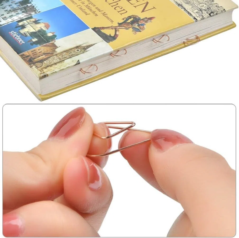 100 pezzi Goccia d'acqua graffetta forniture per ufficio graffetta in metallo multi-parola graffetta graffetta creativa per graffette a forma di goccia d'acqua per libri, memo, carta (bronzo)