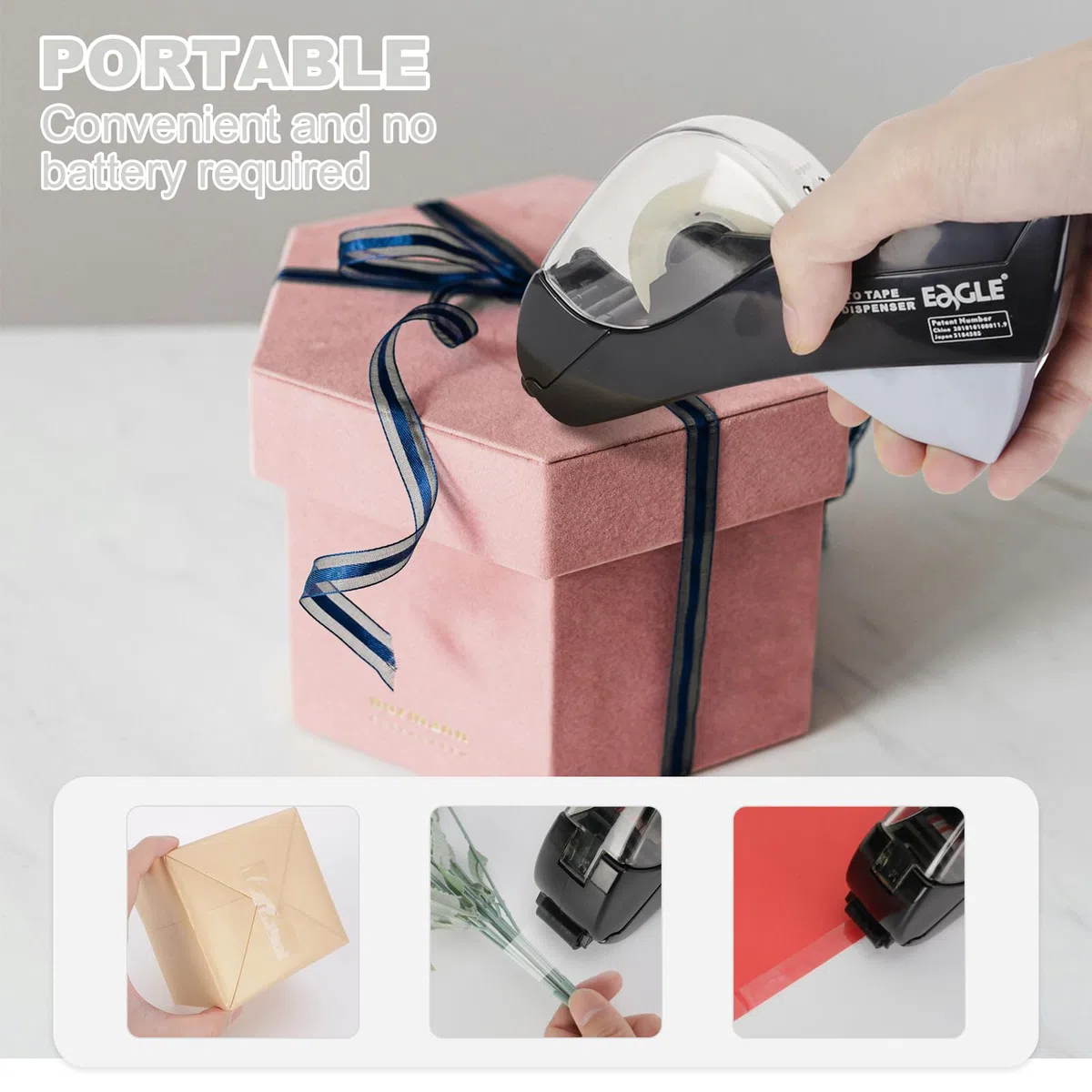 Eagle Dispenser automatico di nastro e pistola per nastro con 1 rotolo da 12 mm e 1 rotolo di nastro da 19 mm (nero)
