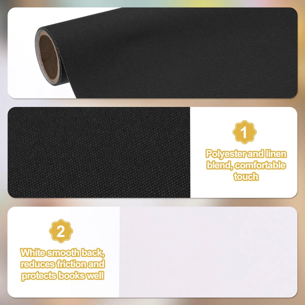 PATIKIL 40"x16" Copertina per Libri in Tessuto, Copertina in Lino per Riparazioni di Rilegatura di Libri, Tessuto per Rilegatura di Libri per Arti della Rilegatura, Cucito Fai da Te, Nero