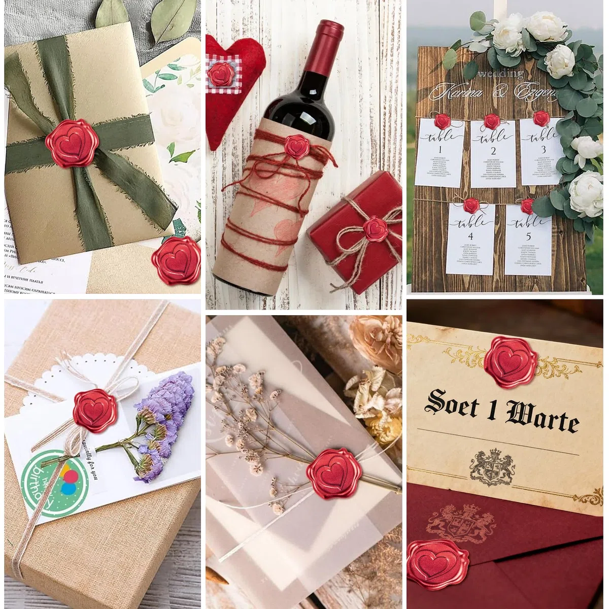 50 Pezzi Adesivi Ceralacca Rosso, Sigillo Ceralacca Adesivo, Cera Lacca Adesiva Rosso, Adesivi Vintage Per Lettera Busta Inviti Di Matrimonio Compleanno Natale (Cuore)