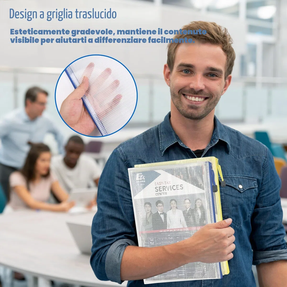Reticolare Zip Porta Documenti A3+A4+A5+A6, 20 Pezzi Portadocumenti per Organizzare lo Spazio, Porta Documenti Trasparente in PVC Impermeabile per Ufficio, Carta, Cosmetici e Accessori da Viaggio