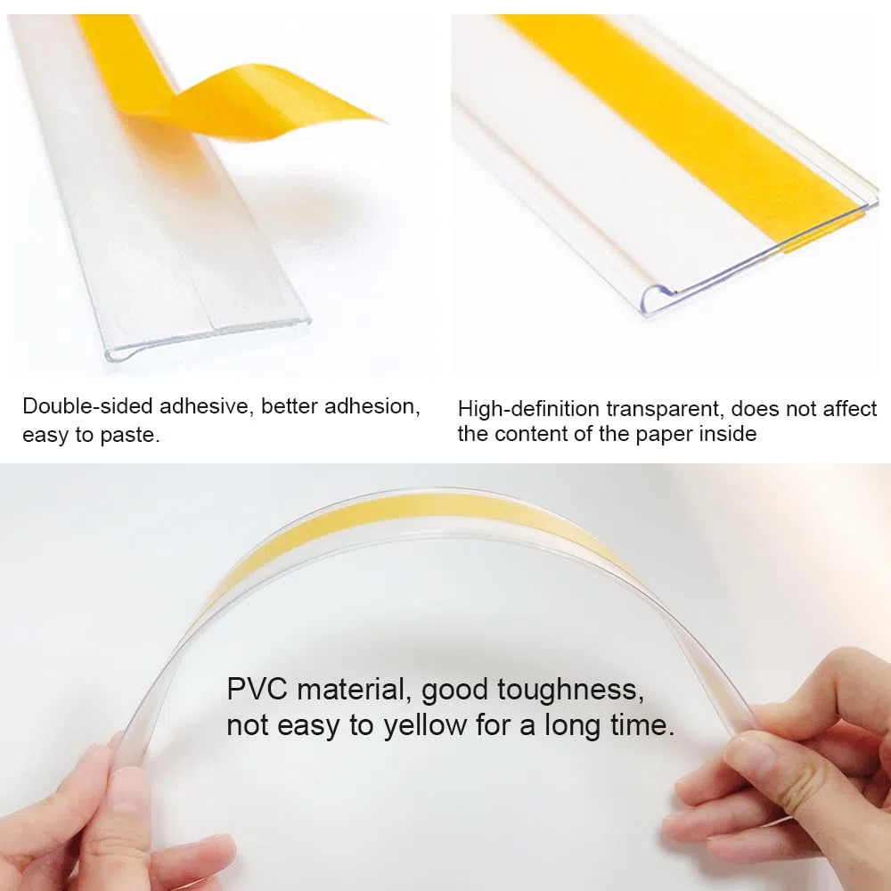 20 Pezzi 3x30cm Porta Etichetta Adesivi,Porta Etichette In Plastica,Trasparente Porta Prezzi,Per Negozio Office Home(Senza carta)