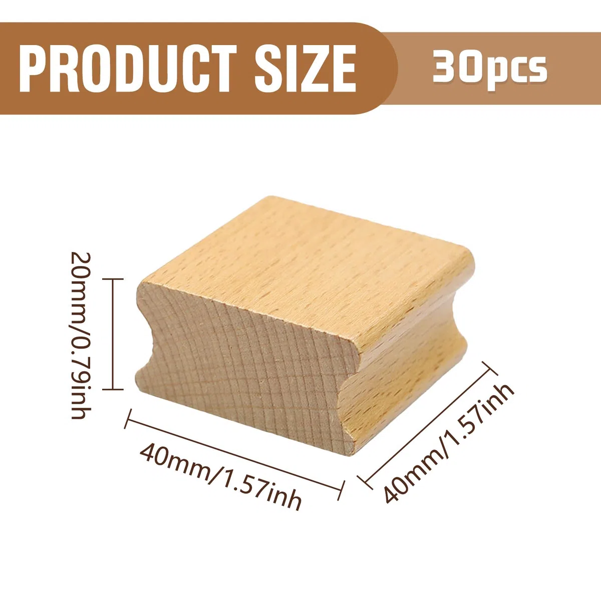 30 Pezzi Supporto in Legno per Timbro Vuoti 40x40mm Timbro in Legno Duro Vuoto Blocchi di legno Quadrati per Timbri per Gomma per Timbri fai da te, Artigianato