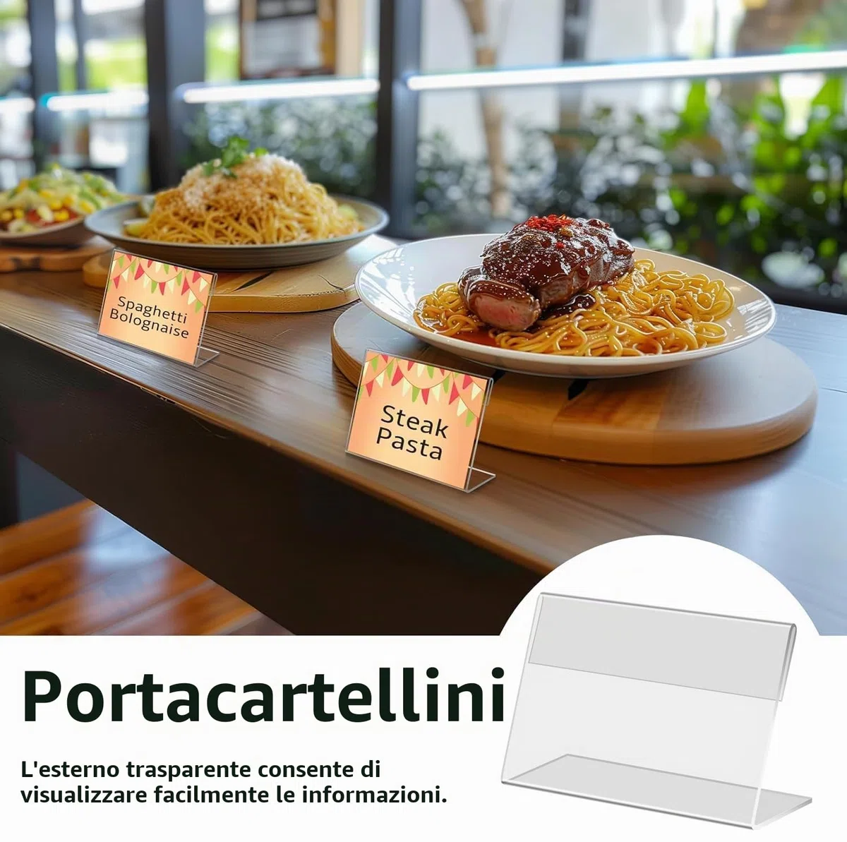 30 Pezzi Porta Cartelli in Acrilico, 8 x 5 cm Porta Etichette in Acrilico Trasparente, Portanome da Tavolo per Scaffali, Panetterie, Negozi di Alimentari