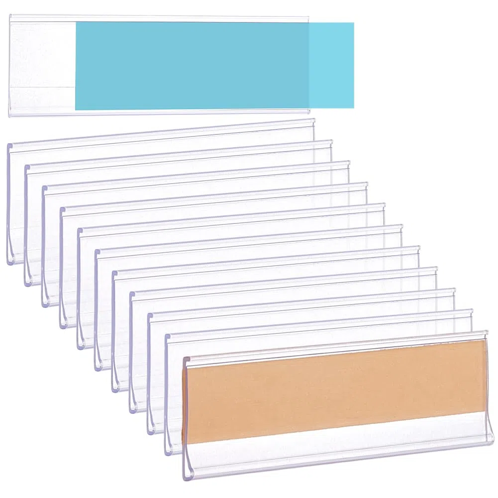 BENECREAT 120 pz Porta Etichette Autoadesive, Porta Etichette per Cartellini Dei Prezzi In PVC Rettangolare Da 7.7x2.5cm per Librerie, Cassette Postali, Scaffali, Contenitori
