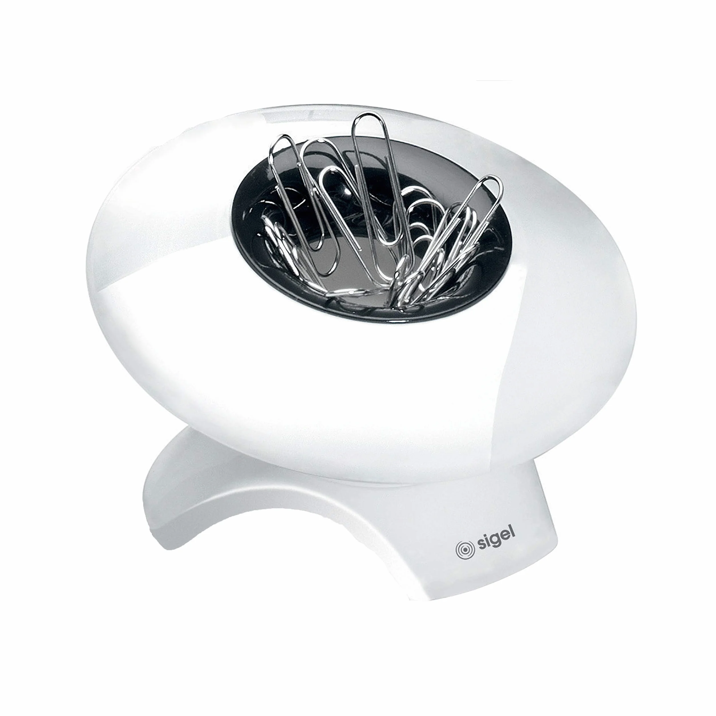 SIGEL SA101 Portafermagli Eyestyle magnetico, bianco/nero, incl. 50 fermagli da ufficio, 1 pz