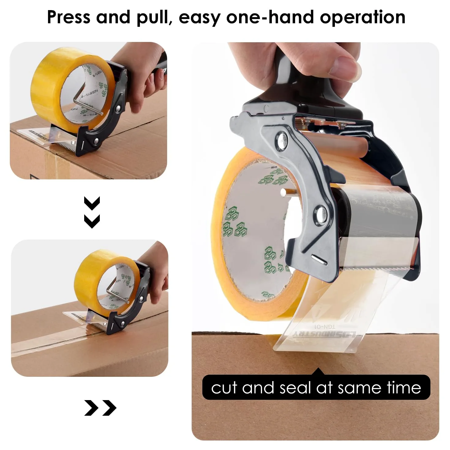 2 pistole dispenser per nastro adesivo a sostituzione rapida con lama extra, 50 mm, leggera, ergonomica, industriale, portatile, resistente, per cartoni, imballaggi e sigillatura di