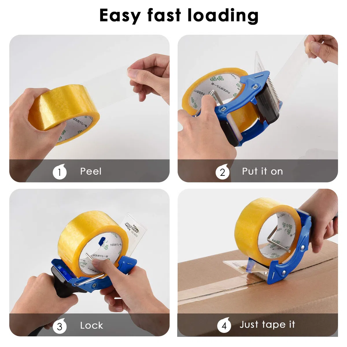 Dispenser Nastro Adesivo con Maniglia, 75 mm（3 pollici） Pistola a Nastro Ottimo per Imballaggio di Pacchi e Scatole in Cartone, Magazzino, Forniture per ufficio, Blu
