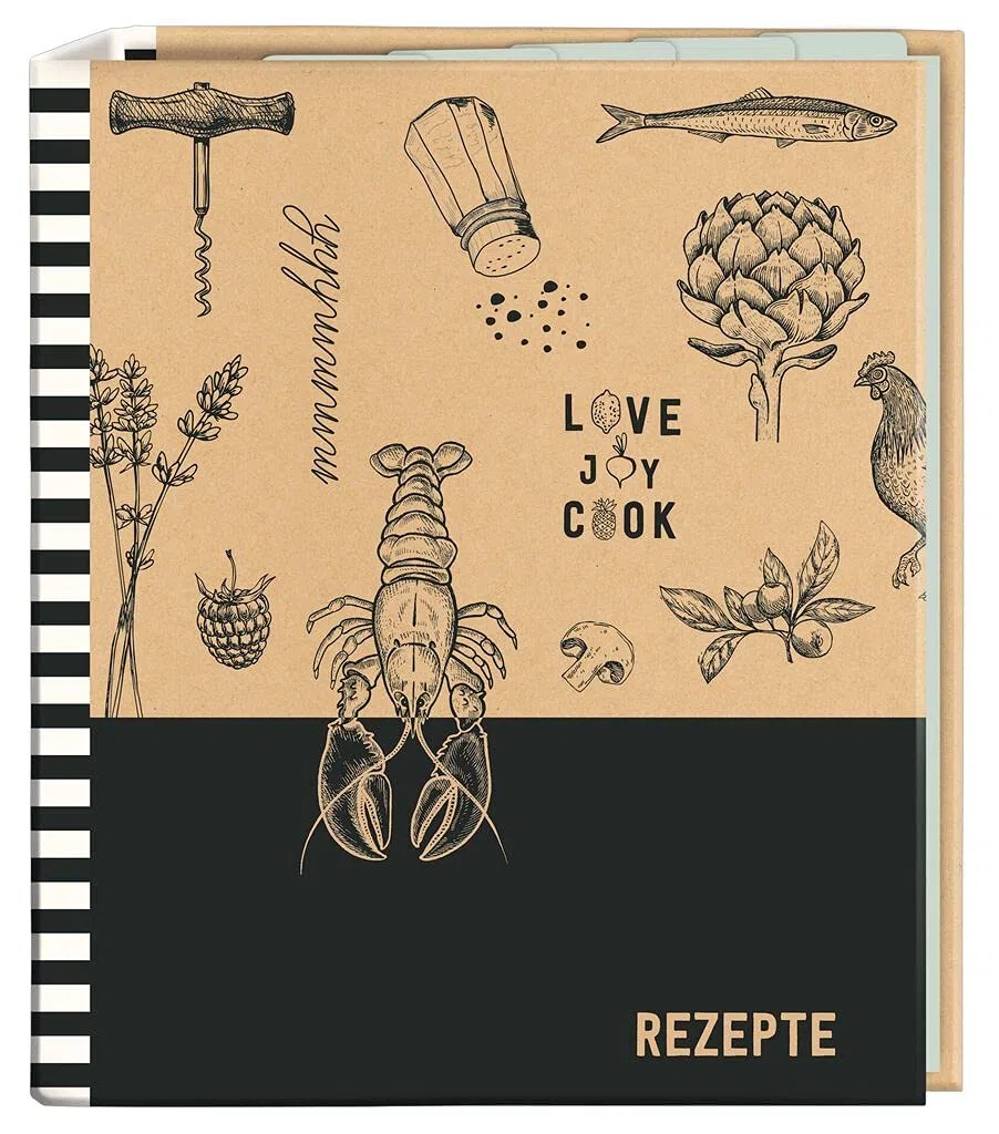 moses. Cook 80668 - Raccoglitore per ricette Love to Cook, formato DIN A5, cook & Style, con 25 fogli di ricettario, 5 tasche a registro, personalizzabile